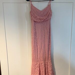 Fashion Nova Blush Lace Maxi Dress